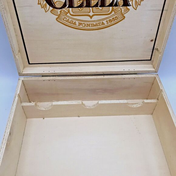 Vintage Cella Fratelli Wooden Wine Bottle Carrier Box Rope Handle Bronze Clasps - Picture 5 of 12